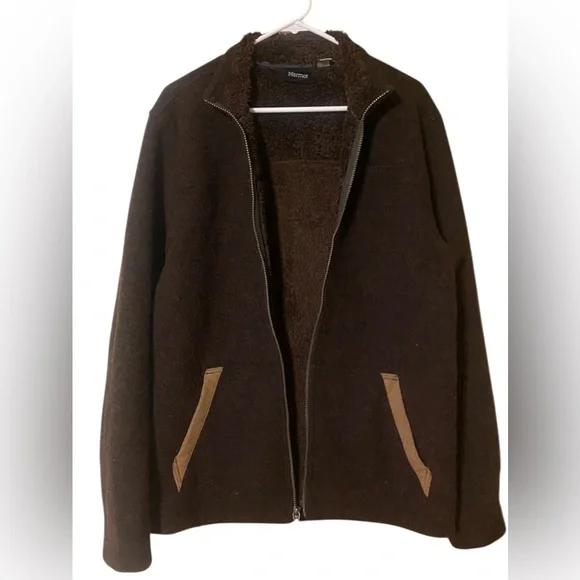 Marmot Wool Blend Full Zip Jacket Men Large Brown Outdoor Hiking Casual Gorpcore - Picture 16 of 16